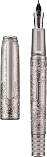 Miniatura 16 de Hongdian N7 - Pluma estilográfica de pistón de resina de conejo gris, pluma clásica de punta fina de iridio de hoja larga, bolígrafo de escritura