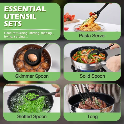 Miniatura 6 de Homikit - Juego de utensilios de cocina y cacerola de silicona, 15 utensilios de cocina con soporte para utensilios de cocina antiadherentes