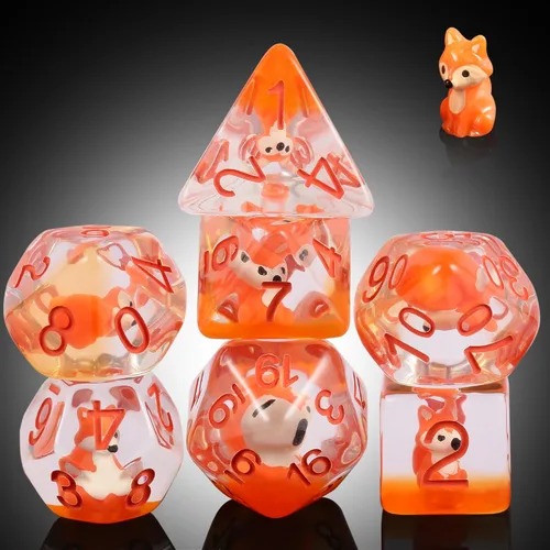 Miniatura 37 de Juego de dados de conejo DND, DNDND 7 dados poliédricos de resina con bolsa de terciopelo para juegos de rol D&D Dungeons and Dragons