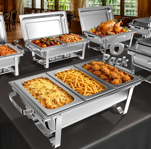 Miniatura 10 de Juego de Platos de Roce Amhier para Buffet 4 Piezas, Juego de Platos de Roce para Buffet de 9 Cuartos de Galón con Combo de Diferentes Bandejas