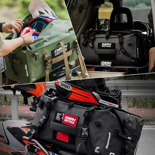 Miniatura 5 de OSAH DRYPAK Bolsa trasera impermeable para motocicleta, 40L Bolsa de lona impermeable, bolsa seca para motocicleta, bolsa de equipaje multifuncional