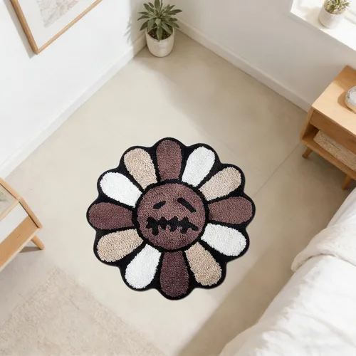 Miniatura 12 de Trippy - Alfombra de baño con diseño de flores, de 2 pies, gótica, negra, extra suave, absorbente de agua, de secado rápido, antideslizante, Negro
