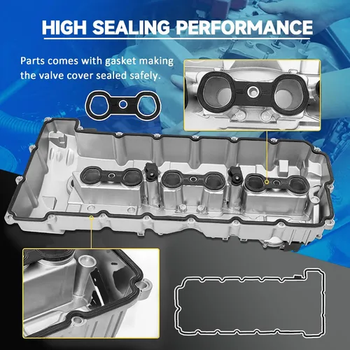 Miniatura 5 de Tapa de válvula de motor de aluminio con junta compatible con BMW 128i 2006-2013 328i 328ixDrive X3 323i 528i 528ixDrive X5 328x 264-935 11127552281