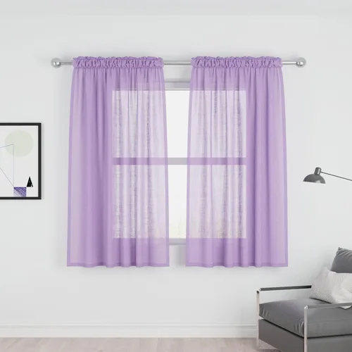 Miniatura 21 de UPOPO Paneles de Cortina Beige Pequeños Cortinas Transparentes de Gasa de 16 Pulgadas de Largo Cortinas de Cocina de Voile con Textura de Lino