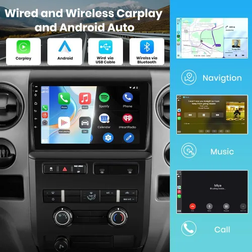 Miniatura 3 de Radio Android para Ford F150 2009-2012 0nly ajuste manual de CA, con pantalla táctil de 9 pulgadas, 2 GB+64 GB, compatible con Carplay, Android
