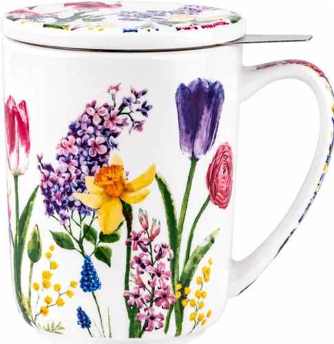 Miniatura 13 de GBHOME Taza de té con infusor y tapa, taza de té grande de cerámica de 18 onzas para hojas sueltas, apta para microondas y lavavajillas, taza