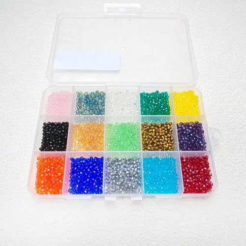 Miniatura 19 de Cuentas de vidrio de bicono de 0.394 pulgadas para hacer joyas, 300 piezas de forma facetada, cuentas espaciadoras de cristal coloridas, surtidos