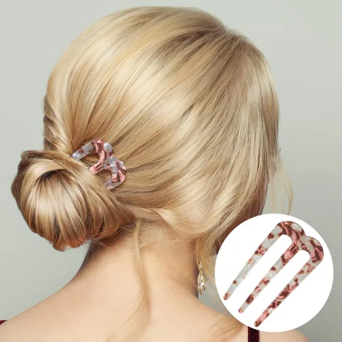 Miniatura 6 de 2 horquillas de pelo francés grandes en forma de U para mujeres, horquillas de pelo de 3 puntas para moños, horquilla de pelo con giro francés