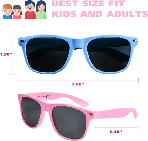 Miniatura 3 de Paquete de 48 lentes de sol de neón de 12 colores, recuerdos de fiesta, estilo retro de los años 80, juego perfecto de gafas de sol coloridas