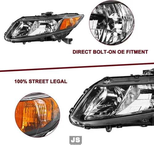 Miniatura 4 de JSBOYAT Repuesto de montaje de faros halógenos para Honda Civic 4Dr Sedan 2012-2015 Honda Civic 2Dr Coupe 2012-2013 estilo OE