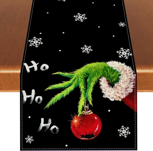 Camino de mesa navideño, mantel de Feliz Navidad, decoración de invierno y Año Nuevo, suministros para mesa de cocina del hogar, 13 x 90 pulgadas