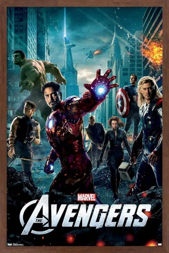 Miniatura 10 de Marvel Avengers: Póster de pared de una hoja, 22.4 pulgadas de largo x 14.7 pulgadas de ancho, versión enmarcada de madera de granero