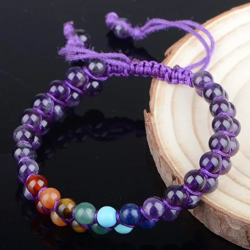 Miniatura 5 de MASSIVE BEADS Pulsera de macramé con cristales naturales para curación de chakras, cuentas de piedra de doble capa, piedras preciosas