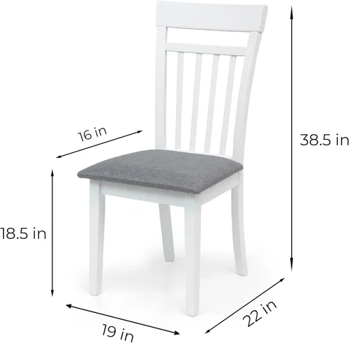 Miniatura 5 de Dining Kitchen Set of 3 Square Table and 2 Side Warm Chairs Classic Solid Wood in White Finish