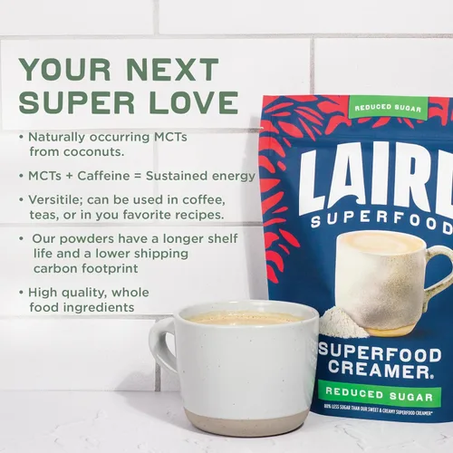 Miniatura 6 de Laird Superfood Creamer - Crema en polvo para el café, sabor a coco, no endulzada, elaborada con superalimentos, sin azúcar añadida, sin gluten, sin