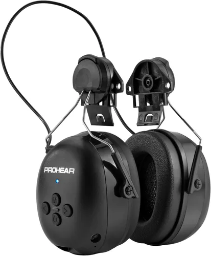 Miniatura 17 de PROHEAR Auriculares de protección auditiva Bluetooth 5.0 037 con batería recargable de 1100 mAh, 25 dB NRR de reducción de ruido con tiempo de negro