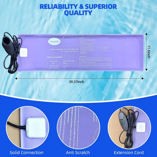 Miniatura 3 de Softside - Calentador de cama de agua duro, pantalla digital de 240 W, calentador de cama de agua inteligente, calentador de cama de agua seguro