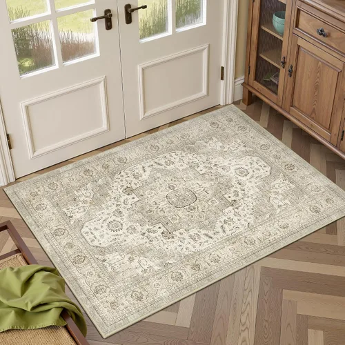 Miniatura 40 de Roxstand Alfombras de 2,44 x 3,05 m para sala de estar, alfombra vintage lavable con respaldo antideslizante, alfombra grande resistente a manchas