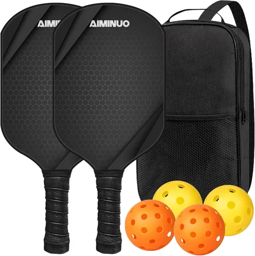 Miniatura 12 de Palas de pickleball de fibra de vidrio, juego de paletas de pickleball ligeras de 0.63 pulgadas para hombres, mujeres, niños, interiores y exteriores