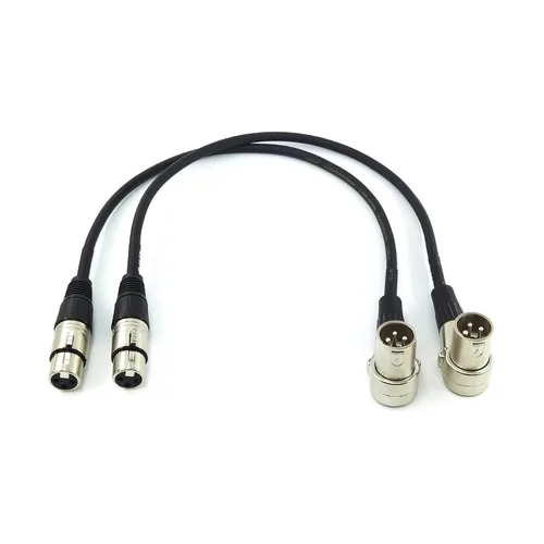 Miniatura 3 de WJSTN Cable XLR macho en ángulo recto XLR macho a hembra recto de 1 pie, adaptador de audio de micrófono XLR para cámara, mezclador, interfaz
