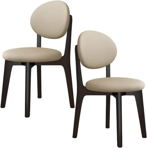 Miniatura 40 de YVYKFZD Juego de sillas de comedor, sillas de cocina de madera maciza, silla de comedor de granja con respaldo curvo, silla tapizada de cuero