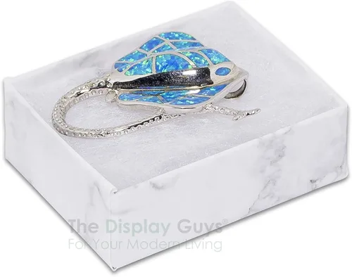 Miniatura 3 de TheDisplayGuys - Caja de regalo de papel de cartón relleno de algodón, 100 unidades, color blanco mármol