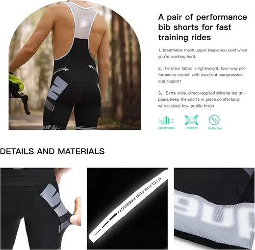 Miniatura 3 de Santic Men's Cycling Jersey Set Bib Shorts 4D Padded Short Sleeve Outfits Set Quick-dry