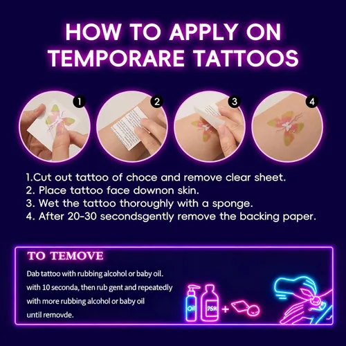 Miniatura 7 de 56 diseños que brillan en la oscuridad tatuajes (10 hojas) – Tatuajes temporales luminiscentes azules, suministros de fiesta brillantes para fiestas