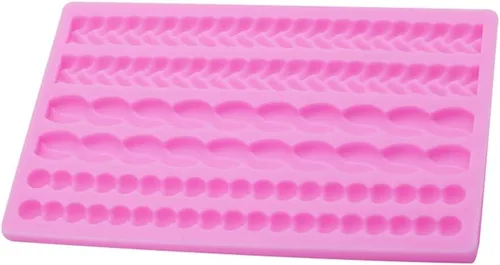 Miniatura 7 de 3D Pearl Knit Rope Molde de silicona Molde de fondant Molde de pastel Frontera Decoración Moldes Gumpaste Cocina DIY Hornear Decoración Pastel