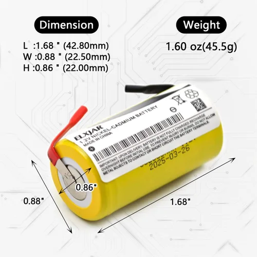 Miniatura 6 de Paquete de 12 baterías recargables Sub C 1.2V 2000mAh Ni-CD con pestañas para herramientas eléctricas, taladros inalámbricos, luces de emergencia