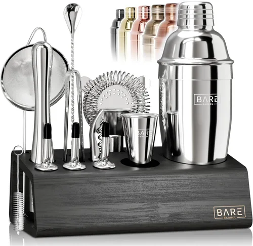 Miniatura 12 de BARE BARREL Mixology Bartender Kit Bar Set Juego de coctelera de 14 piezas Herramientas de mezcla de Martini Barware para el hogar Incluye 35