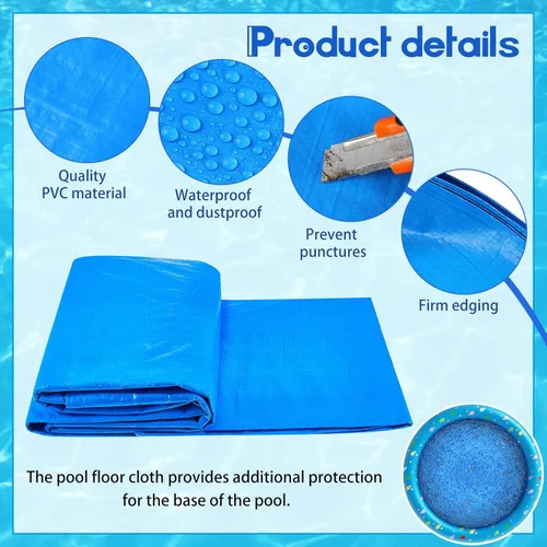 Miniatura 3 de Boao Almohadilla de revestimiento de piscina de 12 pies para piscinas sobre el suelo, lona para proteger la piscina inflable, tela debajo del suelo