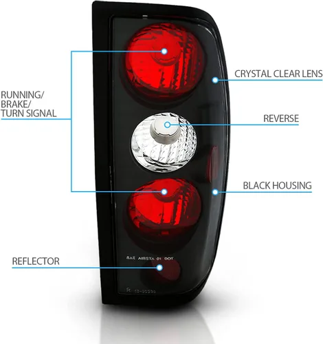Miniatura 4 de AmeriLite para Nissan Frontier 1998-2004 Euro Transparente Negro Luces Traseras de Repuesto OE Juego de Lámparas de Freno - Lado del Pasajero