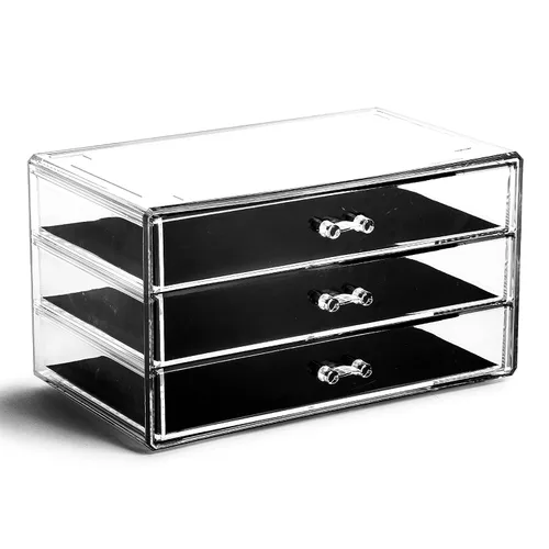 BINO Organizador de maquillaje de 3 cajones, Park Avenue | THE MANHATTAN SERIES | Cajones de almacenamiento de diseño modular | Organizadores