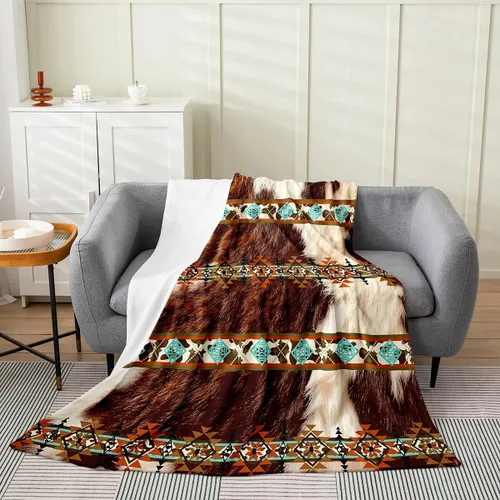 Miniatura 15 de Manta azteca con diseño tribal africano, con diseño de animales de granja, manta mullida con diseño de animales de granja y atrapasueños de tribu