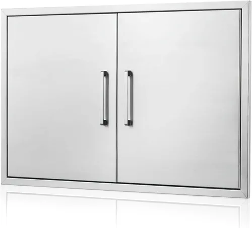 Miniatura 17 de Puerta de cocina para exteriores, 18 pulgadas de ancho x 21 pulgadas de alto, panel de puerta de doble pared de acero inoxidable, parrilla de una