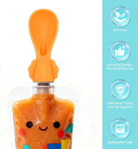 Miniatura 3 de Cuchara universal para alimentos para bebés, paquete de 10, cucharas de silicona para bebés, para viajes, para comida de bebé, cuchara exprimible
