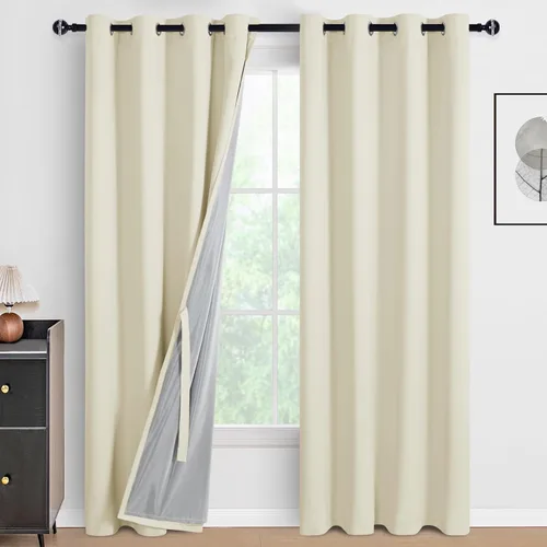 Miniatura 149 de DWCN Cortinas 100% opacas de 84 pulgadas de largo para dormitorio con forro negro, paneles de cortina de ventana de doble capa con aislamiento Azul