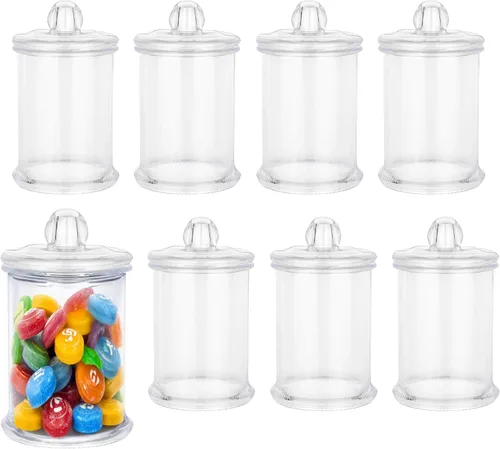 Miniatura 12 de Hammont Cajas de acrílico con forma de tarro de abrazadera, paquete de 6, 1.72 x 2.4 pulgadas, perfectas para bodas, cumpleaños, regalos de fiesta