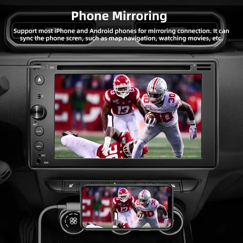 Miniatura 6 de Estéreo de coche de doble DIN con reproductor de CD/DVD, pantalla táctil de 7 pulgadas con Apple CarPlay y Android Auto, Bluetooth5.2, cámara