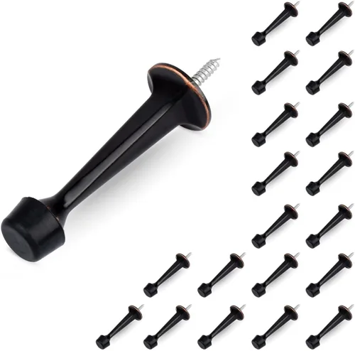 HOMOTEK Paquete de 20 topes de puerta rígidos sólidos resistentes con punta de goma suave, tope de puerta fundido de zinc para proteger la pared y