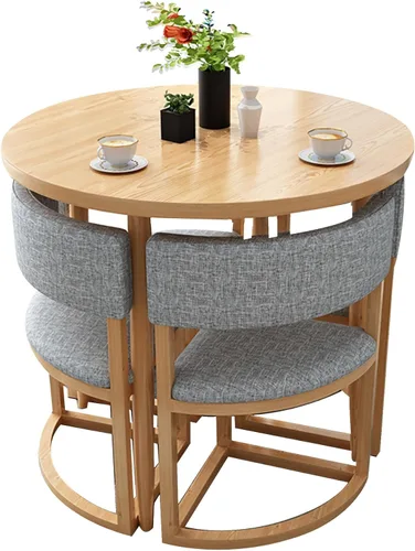 Miniatura 8 de Mesa de cocina y sillas para 4, juego de mesa redonda de comedor para 4, negociación de conferencias pequeñas, 1 mesa y 4 sillas, mesas de café