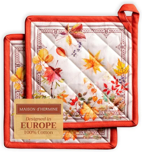 Maison d' Hermine Juego de soportes para ollas 100% algodón, resistentes al calor, almohadillas calientes de 8 x 8 pulgadas con lazo para 056 -