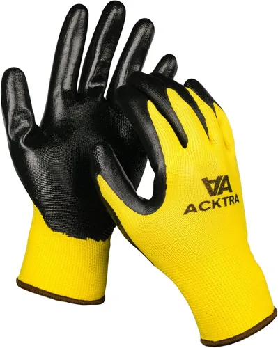 Miniatura 3 de ACKTRA Guantes de trabajo de seguridad con revestimiento de nitrilo, 12 pares, WG003 negro/negro, XS