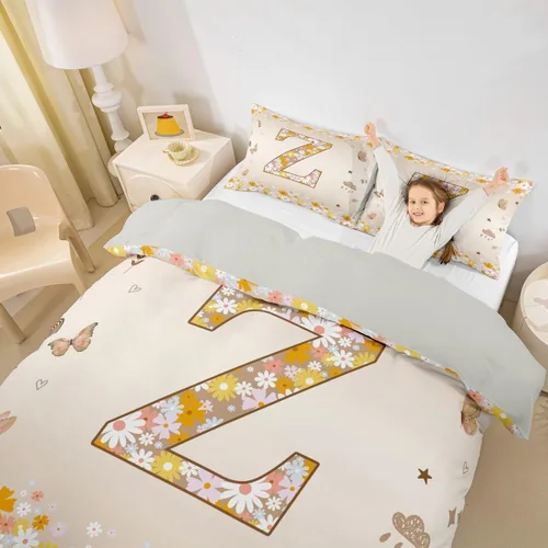 Miniatura 21 de Erosebridal Groovy - Juego de ropa de cama con inicial B de flores de los años 60S y 70S, funda de edredón floral vintage, juego de cama retro