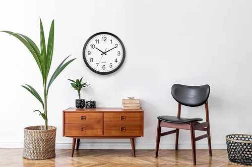 Miniatura 2 de Bernhard Products - Reloj de cuarzo de pared negro, silencioso, sin tictac, redondo, extragrande de 18 pulgadas, a pilas y fácil de leer