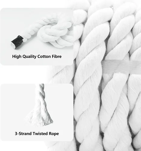 Miniatura 3 de VEIZEED - Cuerda de algodón natural de 1 pulgada x 25 pies, cuerda de algodón blanco para colgar columpios, decoración de manualidades náuticas
