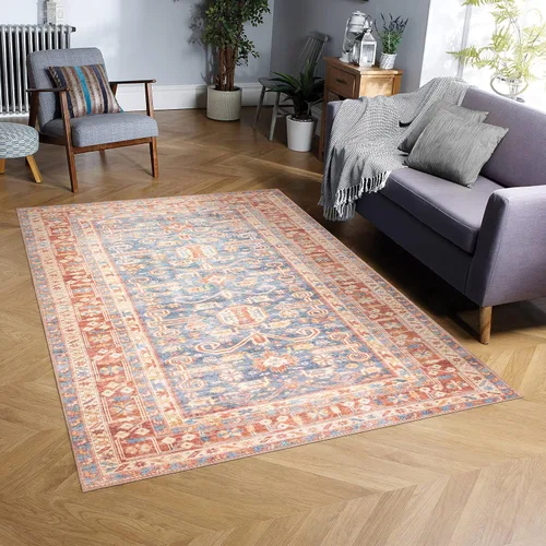 Miniatura 353 de GLN Rugs Traditional Collection - Alfombra de felpilla lavable a máquina, tradicional lavable, antideslizante, alfombra de felpilla de pelo corto