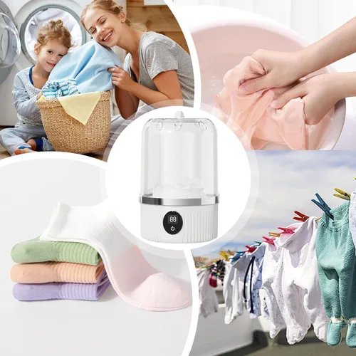 Miniatura 4 de Lavadora – 8.1x4.9 in ABS+PP 15W, Lavadora portátil inalámbrica, pequeño electrodoméstico de lavandería Perfecto para rutina de limpieza de ropa