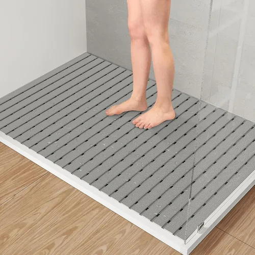 Miniatura 8 de Yolife Alfombra de Ducha Grande de PVC, 35.4 × 24 Pulgadas Sin Ventosas Antideslizante para Piso de Ducha, Fácil de Cortar y Curvable Alfombra